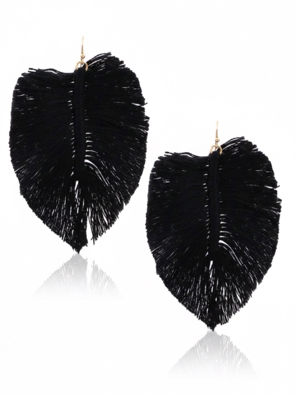 Womens Fringe Black Cotton‎ Leaf Earring